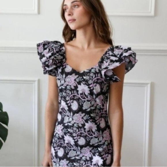 MILLE Klara Floral Midi Dress in Tropical Night Size XL NWT - Picture 2 of 7